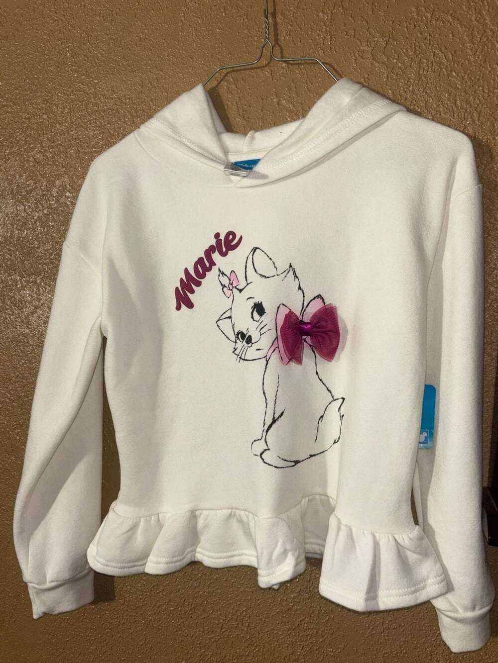 Disney The Aristocats Marie White Ruffle Hem Graphic Hoodie